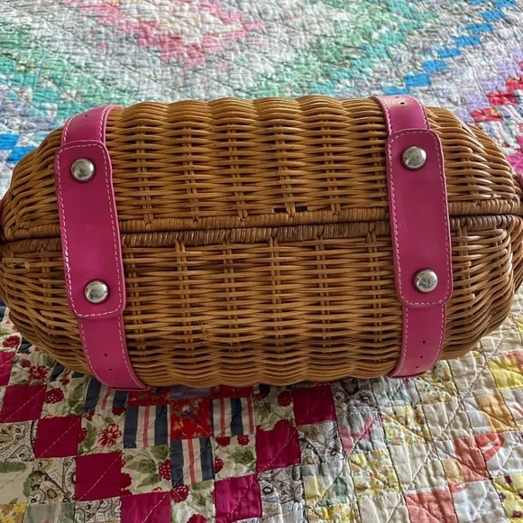 Pink and Tan Woven Women's Bag - Picture 5 of 7